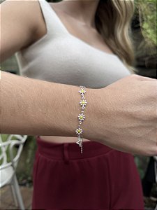 Pulseira margarida • folheado a prata