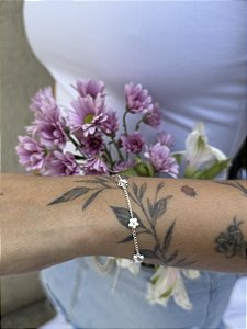 Pulseira flor abs • folheado a prata