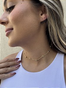 Choker flor abs • folheado a ouro
