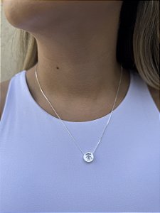 Colar filha medalha lisa • folheado a prata
