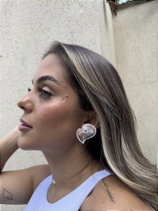 Brinco coração telinha • folheado a prata