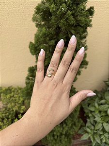 Anel abstrato gota• folheado a ouro