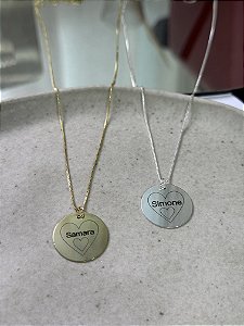 Colar nome 2 corações personalizado • 20mm