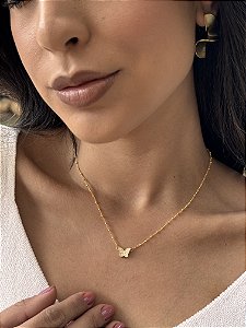 Colar borboleta duo • folheado a ouro