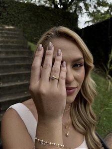 Anel solitário • folheado a ouro