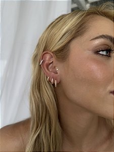 Trio argolas zircônia • folheado a ouro