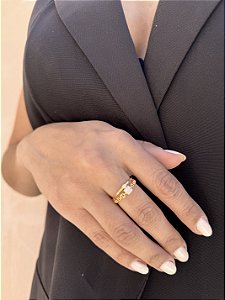 Anel corrente duplo • folheado a ouro