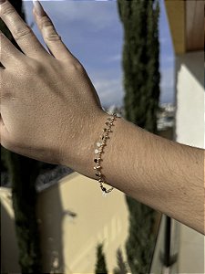 Pulseira medalha rendada • folheado a ouro
