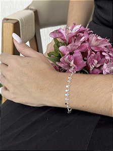 Pulseira medalhas rendada • folheado a prata