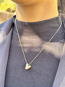 Colar coração luxo • folheado a ouro