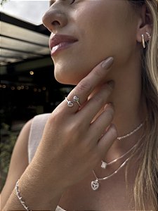 Anel coração brilhinho • folheado a prata