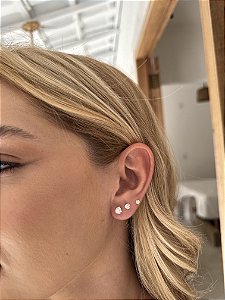 Trio coração zircônia • folheado a prata