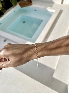 Pulseira elo coração • folheado a prata