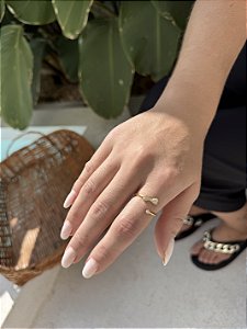 Anel lacinho zircônia • folheado a ouro