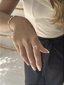 Anel lacinho zircônia • folheado a prata