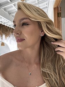 Conjunto festa gota esmeralda • folheado a ouro