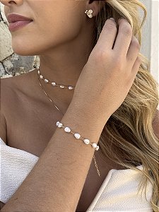 Pulseira pérola marroquina • folheado a ouro