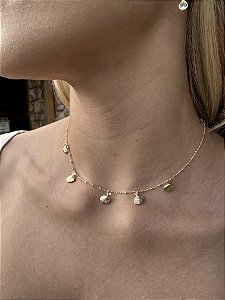 Choker 5 conchas • folheado a ouro