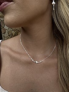 Choker estrela concha • folheado a prata