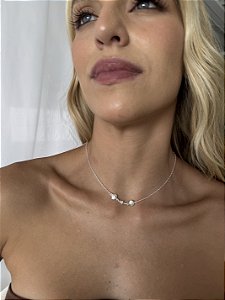 Choker estrela concha • folheado a prata