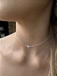 Choker coração ponto de luz • folheado a prata