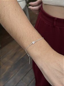 Pulseira coração ponto de luz • folheado a prata