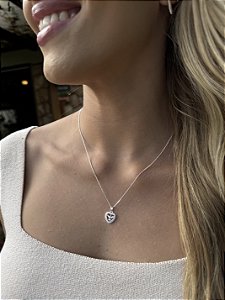 Colar divino coração • folheado a prata