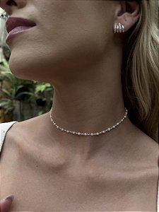 Choker quadradinhos • folheado a prata