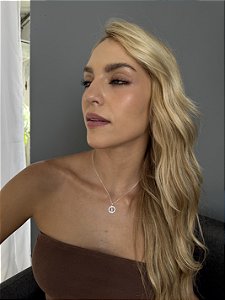 Colar Santa redonda azul • folheado a prata