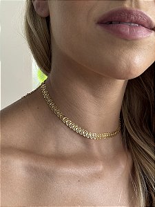 Choker folha • folheado a ouro