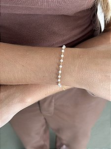 Pulseira pérola tradicional • folheado a ouro