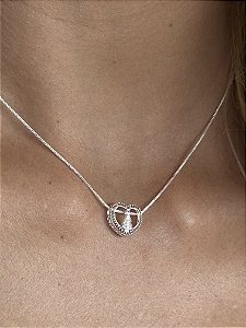 Colar Santa coração • folheado a prata