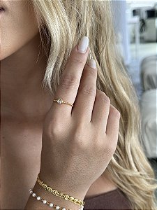 Anel solitário coração • folheado a ouro