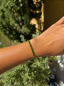 Pulseira navete verde • folheado a ouro