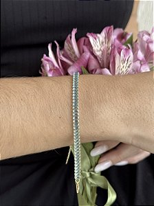 Pulseira baguete azul • folheado a ouro