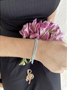 Pulseira baguete azul • folheado a prata