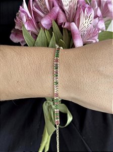 Pulseira baguete color • folheado a ouro