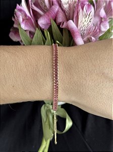Pulseira baguete pink • folheado a ouro