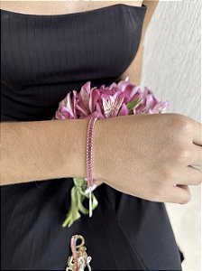 Pulseira baguete pink • folheado a prata