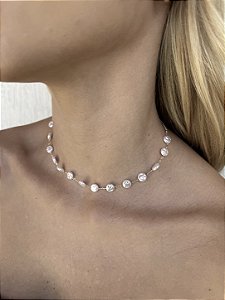 Choker pérola redonda • folheado a ouro