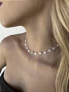 Choker pérola redonda • folheado a prata