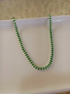 Choker navete verde • folheado a prata