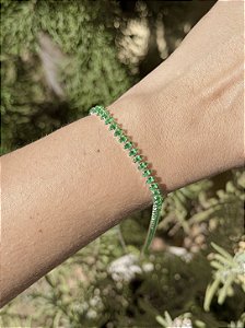 Pulseira navete verde • folheado a prata