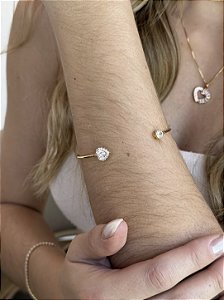 Bracelete coração zircônia • folheado a ouro