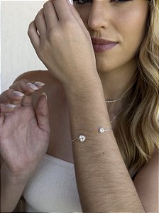 Bracelete coração zircônia • folheado a prata