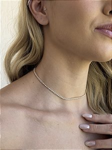 Choker riviera cristal • folheado a ouro