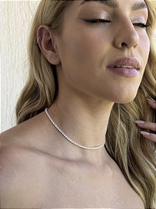 Choker riviera cristal • folheado a prata