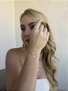 Pulseira medalha lisa • folheado a prata