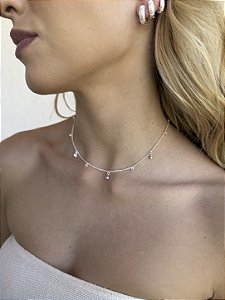 Choker pérola brilho • folheado a prata
