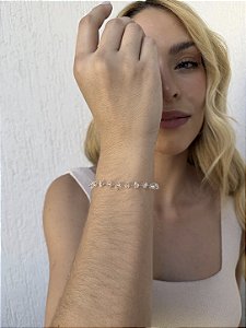 Pulseira pedras cristal • folheado a ouro